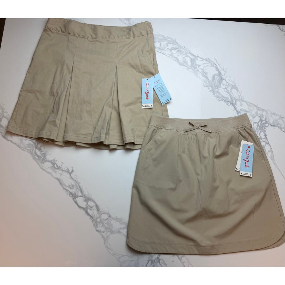 Cat & Jack Girls Skorts Khaki Lot of 2 Size XL 14 NWT School Uniform